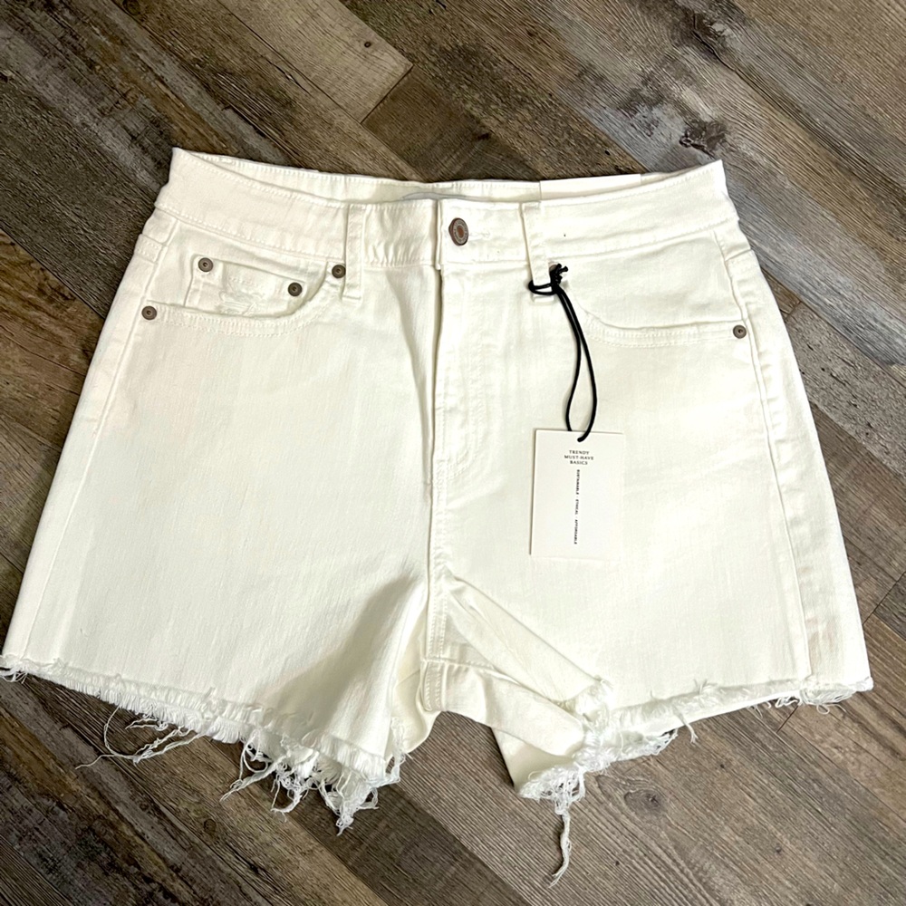 Zenana Outfitters Cream Jean Shorts
